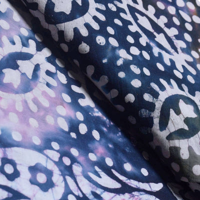 Black Hand Wax Batik Cotton Fabric - SSEthnics