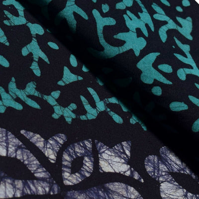 Black Hand Wax Batik Cotton Fabric - SSEthnics