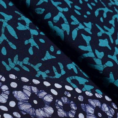 Black Hand Wax Batik Cotton Fabric - SSEthnics