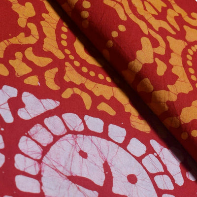 Black Hand Wax Batik Cotton Fabric - SSEthnics