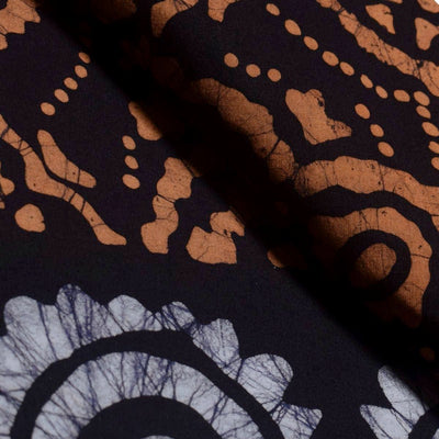 Black Hand Wax Batik Cotton Fabric - SSEthnics