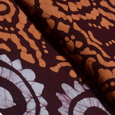 Black Hand Wax Batik Cotton Fabric - SSEthnics