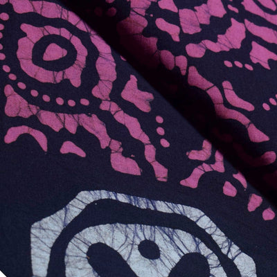 Black Hand Wax Batik Cotton Fabric - SSEthnics