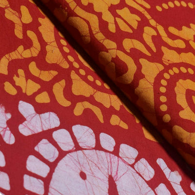 Black Hand Wax Batik Cotton Fabric - SSEthnics