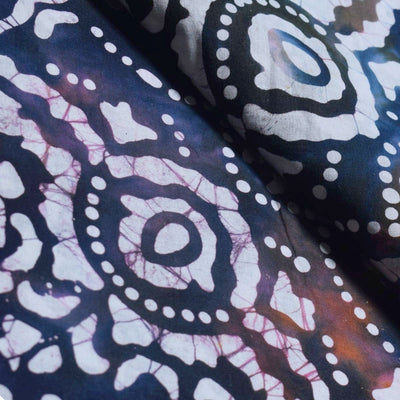 Black Hand Wax Batik Cotton Fabric - SSEthnics