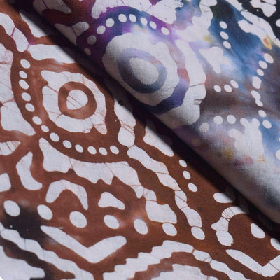 Black Hand Wax Batik Cotton Fabric - SSEthnics