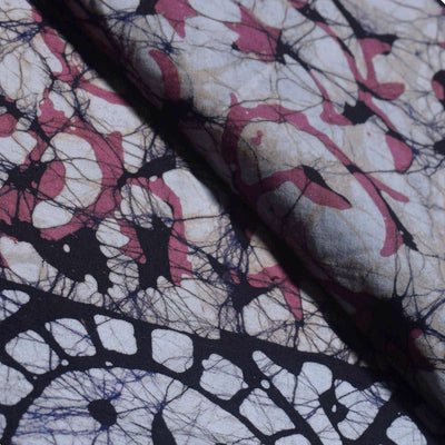 Black Hand Wax Batik Cotton Fabric - SSEthnics