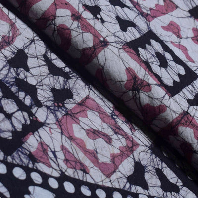 Black Hand Wax Batik Cotton Fabric - SSEthnics