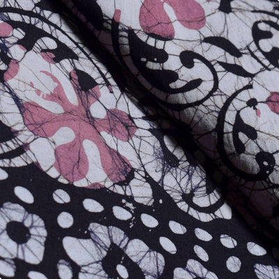Black Hand Wax Batik Cotton Fabric - SSEthnics