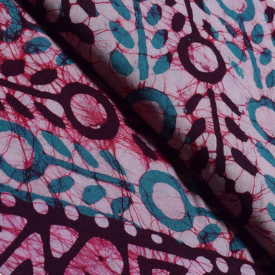 Black Hand Wax Batik Cotton Fabric - SSEthnics