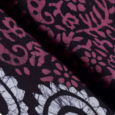 Black Hand Wax Batik Cotton Fabric - SSEthnics