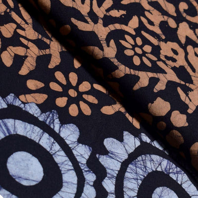 Black Hand Wax Batik Cotton Fabric - SSEthnics