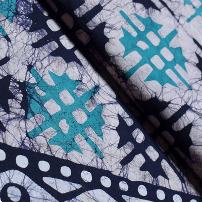 Black Hand Wax Batik Cotton Fabric - SSEthnics