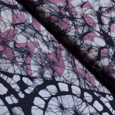 Black Hand Wax Batik Cotton Fabric - SSEthnics