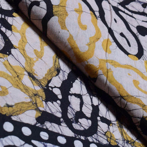 Black Hand Wax Batik Cotton Fabric - SSEthnics