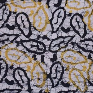 Black Hand Wax Batik Cotton Fabric - SSEthnics