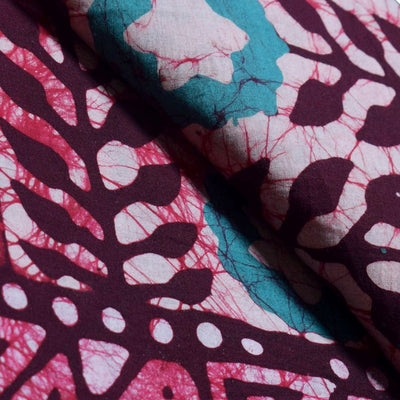 Black Hand Wax Batik Cotton Fabric - SSEthnics