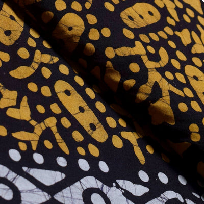 Black Hand Wax Batik Cotton Fabric - SSEthnics
