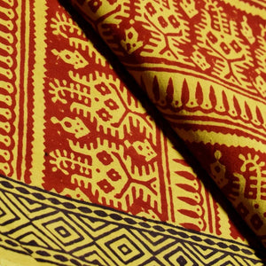 Mustard Yellow Bagh Cotton Handblock - SSEthnics