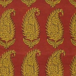 Red Maheshwari Bagh Hand Block Print - SSEthnics
