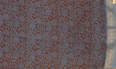 Purple Maheshwari Bagh Hand Block Print - SSEthnics