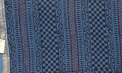 Blue Maheshwari Bagh Hand Block Print - SSEthnics