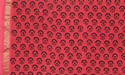 Pink Maheshwari Bagh Hand Block Print - SSEthnics