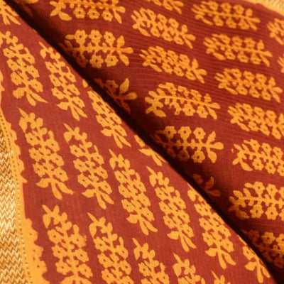 Maroon Maheshwari Bagh Hand Block Print - SSEthnics
