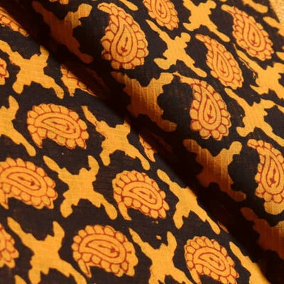 Black Maheshwari Bagh Hand Block Print - SSEthnics