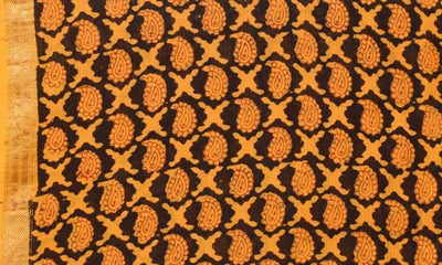 Black Maheshwari Bagh Hand Block Print - SSEthnics