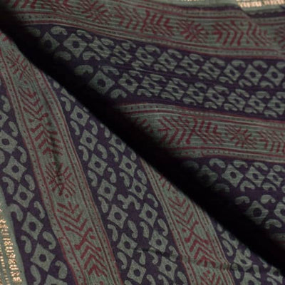 Green Maheshwari Bagh Hand Block Print - SSEthnics