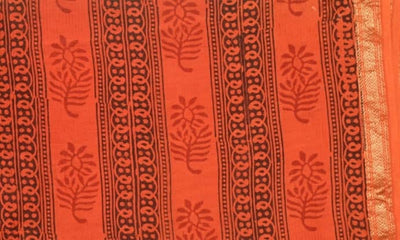 Red Maheshwari Bagh Hand Block Print - SSEthnics