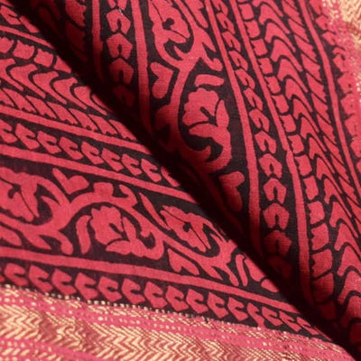 Pink Maheshwari Bagh Hand Block Print - SSEthnics