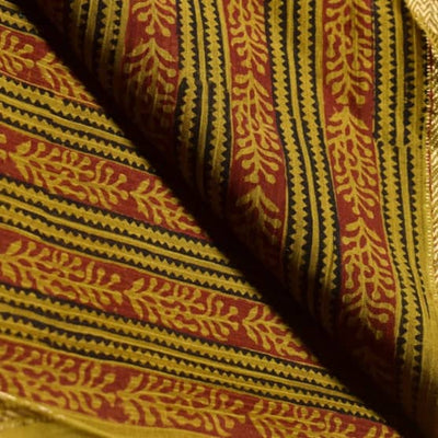 Yellow Maheshwari Bagh Hand Block Print - SSEthnics