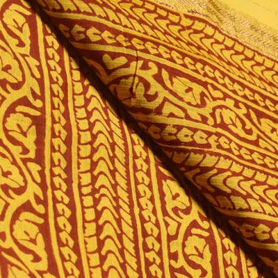 Yellow Maheshwari Bagh Hand Block Print - SSEthnics