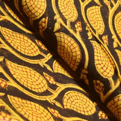 Yellow Maheshwari Bagh Hand Block Print - SSEthnics