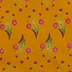 Yellow Sanganeri Inspired Screen Printed Fabric - SSEthnics