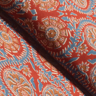 Red Sanganeri Inspired Screen Printed Fabric