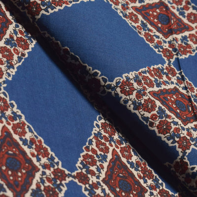 Blue Sanganeri Inspired Screen Printed Fabric