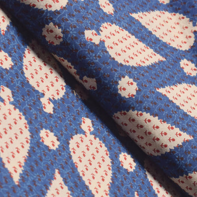 Blue Sanganeri Inspired Screen Printed Fabric