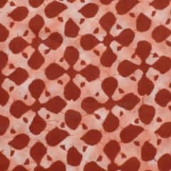 Red Sanganeri Inspired Screen Printed Fabric - SSEthnics