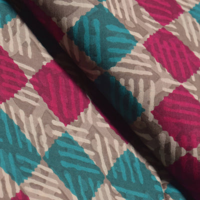 Grey Sanganeri Inspired Screen Printed Fabric