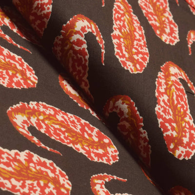 Brown Sanganeri Inspired Screen Printed Fabric