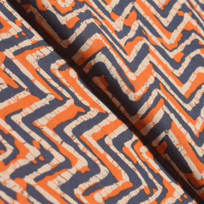 Blue Sanganeri Inspired Screen Printed Fabric