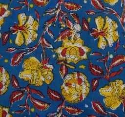 Red Sanganeri Inspired Screen Printed Fabric - SSEthnics