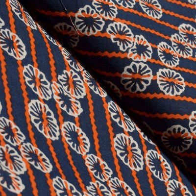 Blue Sanganeri Screen Printed Fabric - SSEthnics