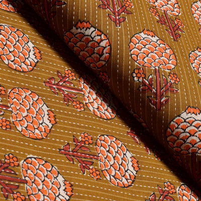 Mustard Sanganeri Inspired Screen Print Fabrics - SSEthnics