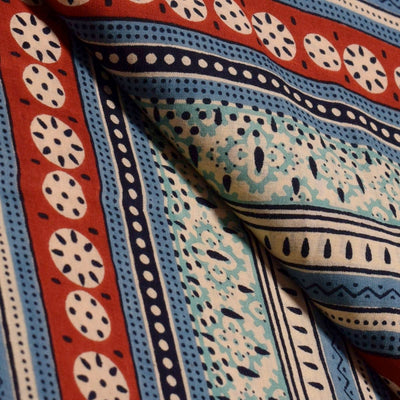 Multicolour Sanganeri Screen Printed Fabric - SSEthnics