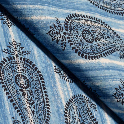 Latest Blue Sanganeri Inspired Screen Print Fabric - SSEthnics