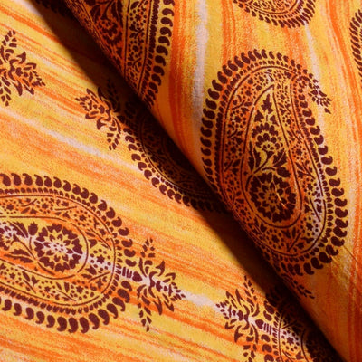 Latest Orange Sanganeri Inspired Screen Print Fabrics- SSEthnics